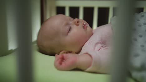 Side-View-of-Sleeping-Newborn-Baby-Dolly-Shot-Close-Up