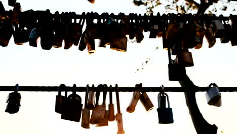 Wedding-locks-hang-on-the-bridge-railings