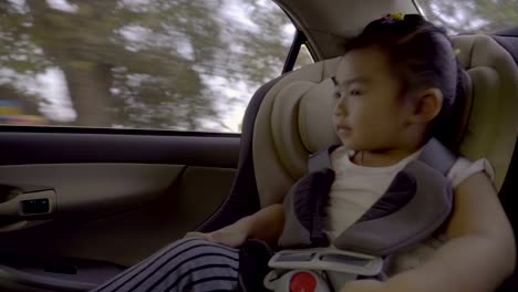 Portrait-of-cute-toddler-asian-girl-sitting-in-car-seat.-Child-transportation-safety