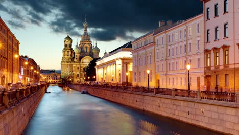 Saint-Petersburg---Savior-Cathedral,-Russia-Time-lapse