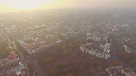 High-angle-aerial-shot-of-Transfiguration-Cathedral-and-Odessa-city-center