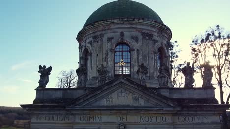 Roman-Catholic-Church-Aerial,-Ukraine