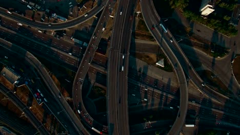 Aerial-top-view-on-freeway-overpass,highway-trestle-4k-footage