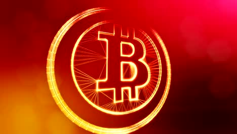 bitcoin-logo-inside-circles-like-coin.-Financial-background-made-of-glow-particles-as-vitrtual-hologram.-Shiny-3D-loop-animation-with-depth-of-field,-bokeh-and-copy-space..-Red-background-v1