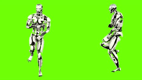 Android-Roboter-tanzt-hip-Hop.-Realistische-geschlungene-Bewegung-auf-green-Screen-Hintergrund.-4K