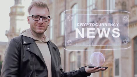 Inteligente-joven-con-gafas-muestra-un-holograma-conceptual-Cryptocurrency-de-noticias