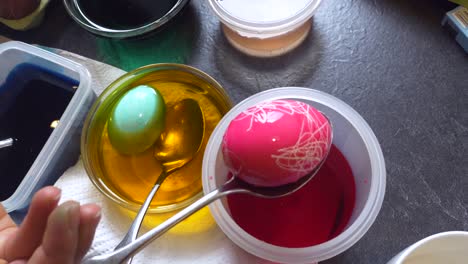 Easter-Egg-Painting-in-Red-and-Orange-Water