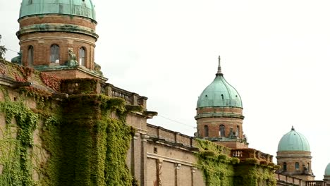 View-on-walls-of-Mirogoj-cemetery,-ancient-architecture,-attractions-of-Zagreb