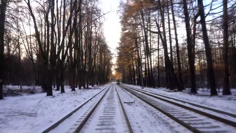 fahren-Sie-mit-der-modernen-Straßenbahn-durch-den-Winter-Park