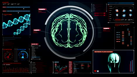 Scannen-von-Gehirn-im-Dashboard-für-die-digitale-Anzeige.-Röntgenansicht