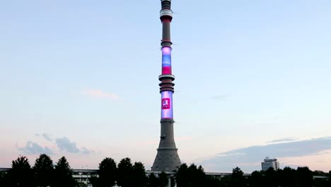 Television-(Ostankino)-tower-at-Night,-Moscow,-Russia