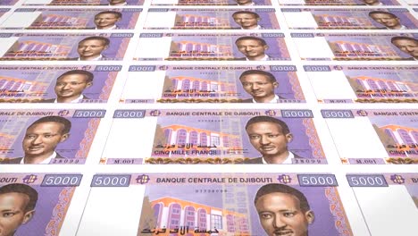 Banknotes-of-five-thousand-francs-of-Djibouti--rolling,-cash-money,-loop