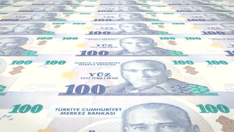 Banknoten-von-100-türkische-Lira-Türkei,-Bargeld,-Schleife