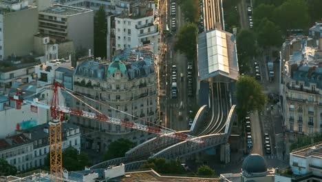 Top-view-of-Paris-skyline-from-observation-deck-of-Montparnasse-tower-timelapse.-Main-landmarks-of-european-megapolis.-Paris,-France