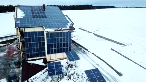 Granja-solar-aéreas-bajas-del-vuelo-en-invierno.