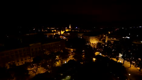 Amazing-view-on-architecture-of-night-Zagreb-from-the-top,-evening-cityscape