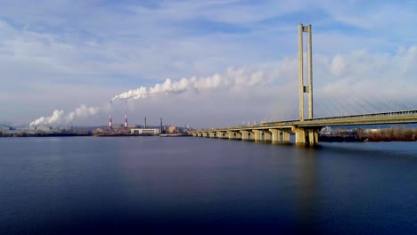 Aerial-view-of-the-South-Bridge.-Aerial-view-of-South-subway-cable-bridge.-Kiev,-Ukraine.