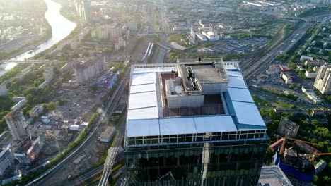 Flight-over-Moscow-city-towers