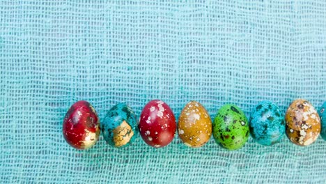 Multicolored-beautiful-Easter-eggs-lined-in-a-row.