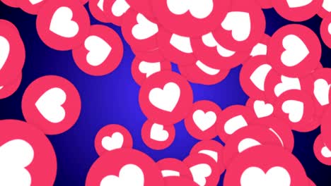 Falling-Hearts-Emoji-Signs-Animation,-Social-Network,-Rendering,-Background,-with-Alpha-Channel,-Loop