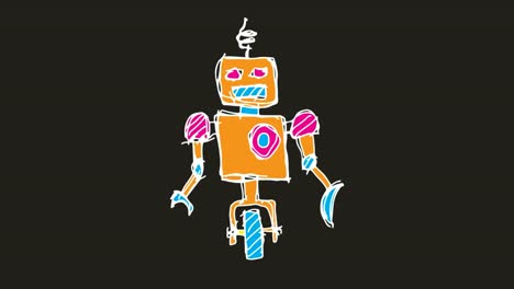 Niños-dibujo-de-fondo-negro-con-tema-de-robot