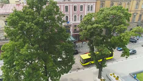 Aerial-View-Of-The-European-Embassy-In-Eastern-Europe.-Traffic-Cars-On-The-Road.