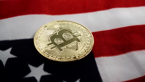 Crypto-Währung-Bitcoin-gegen-usa-Flagge