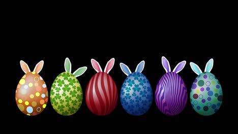 Six-Colored-Easter-Eggs-And-Bunny-Ears-Animation-With-Alpha-Matte-5-10-Seconds-Seamless-Loop