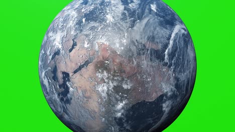 Ultra-Realistic-Earth-in-Space-rotating-on-green-screen---4K