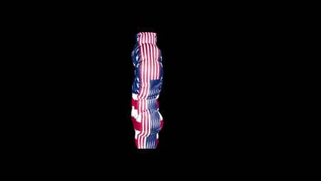 The-dollar-sign,-in-the-texture-of-the-American-flag,-on-a-black-background,-is-inflated-like-a-balloon,-spins-around-its-axis,-deflates,-the-concept-of-the-growth-of-the-dollar-and-its-fall