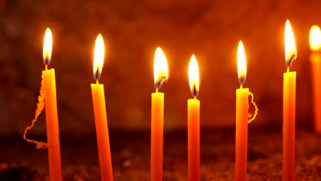 Close-up-of-the-candles-in-church