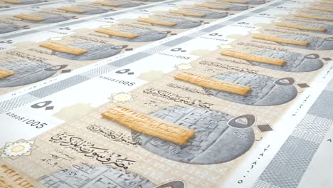 Banknotes-of-fifty-Syrian-pounds-of-Syria,-cash-money,-loop