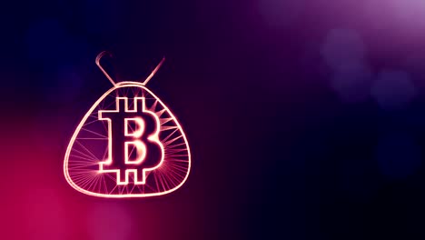 logo-de-Bitcoin-en-la-bolsa.-Concepto-financiero.-Fondo-financiero-hecho-de-partículas-de-brillo-como-holograma-vitrtual.-Animación-loop-3D-brillante-con-la-profundidad-de-campo,-bokeh-y-copia.-Color-violeta-v2