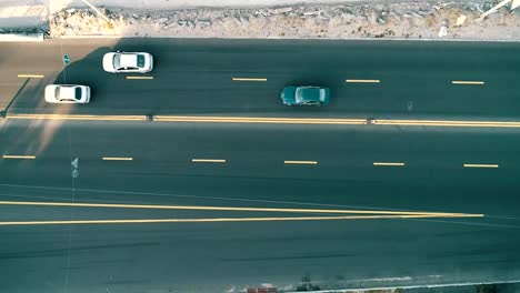 Aerial-top-view-of-road-junction-from-above,-automobile-traffic-and-jam-of-many-cars,-transportation-concept