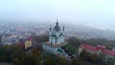 Aerial-View-Of-The-Foggy-Kyiv-City-In-Autumn.-HD