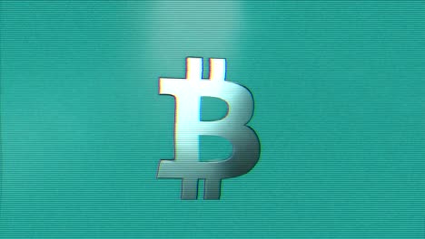 Abstract-animation-of-bitcoin-currency-sign.-Crypto-currency-bitcoin.-Global-internet-worldwide.-Blue-background.-TV-noise