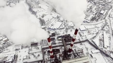 Aerial-view-of-a-smokestacks