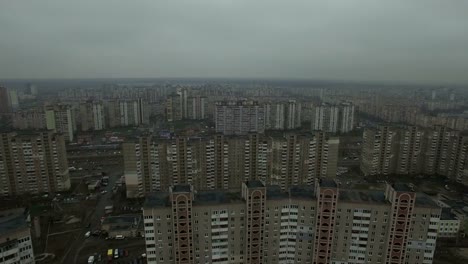 Aerial-footage-of-gray-Soviet-houses-pattern.-USSR-identical-houses