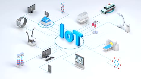 Varios-dispositivos-de-atención-médica-inteligentes,-equipos-médicos-que-conectan-Internet-de-las-cosas.-escáner-de-resonancia-magnética,-ct,-rayos-X.-4k.