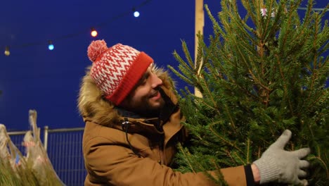 happy-man-buying-christmas-tree-at-market