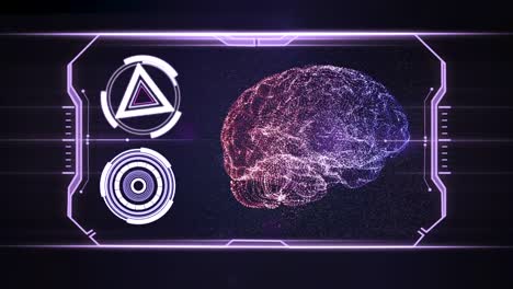 Un-cerebro-en-3D-y-monitores-hud-de-alta-tecnología-presentando-sus-signos-vitales-con-datos-estadísticos-para-un-departamento-de-neurología.