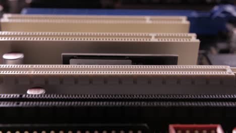 Macro-view-of-PCI-E-slots--on-the-motherboard,--slider-shoot