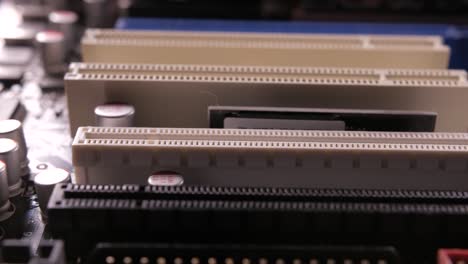 Macro-view-of-PCI-E-slots--on-the-motherboard,--slider-shoot