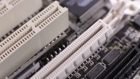 Macro-view-of-PCI-E-slots--on-the-motherboard,--slider-shoot