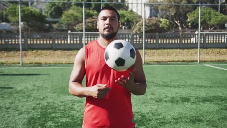 Soccer-player-looking-at-camera-on-the-field