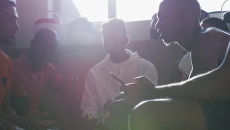 Group-of-soccer-players-in-the-locker-room