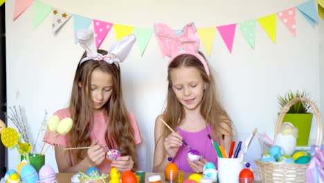 Happy-easter.-Beautiful-little-kids-wearing-bunny-ears-on-Easter-day.