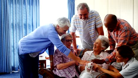 Mujer-y-amigos-seniors-doctor-gatito-frota-ligeramente-en-la-jubilación-página-4k