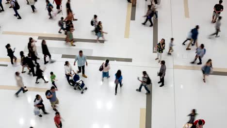 Crowd-Of-Anonymous-Unrecognizable-People-Walking-In-Mall---time-lapse