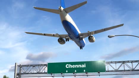 Flugzeug-Landung-Chennai